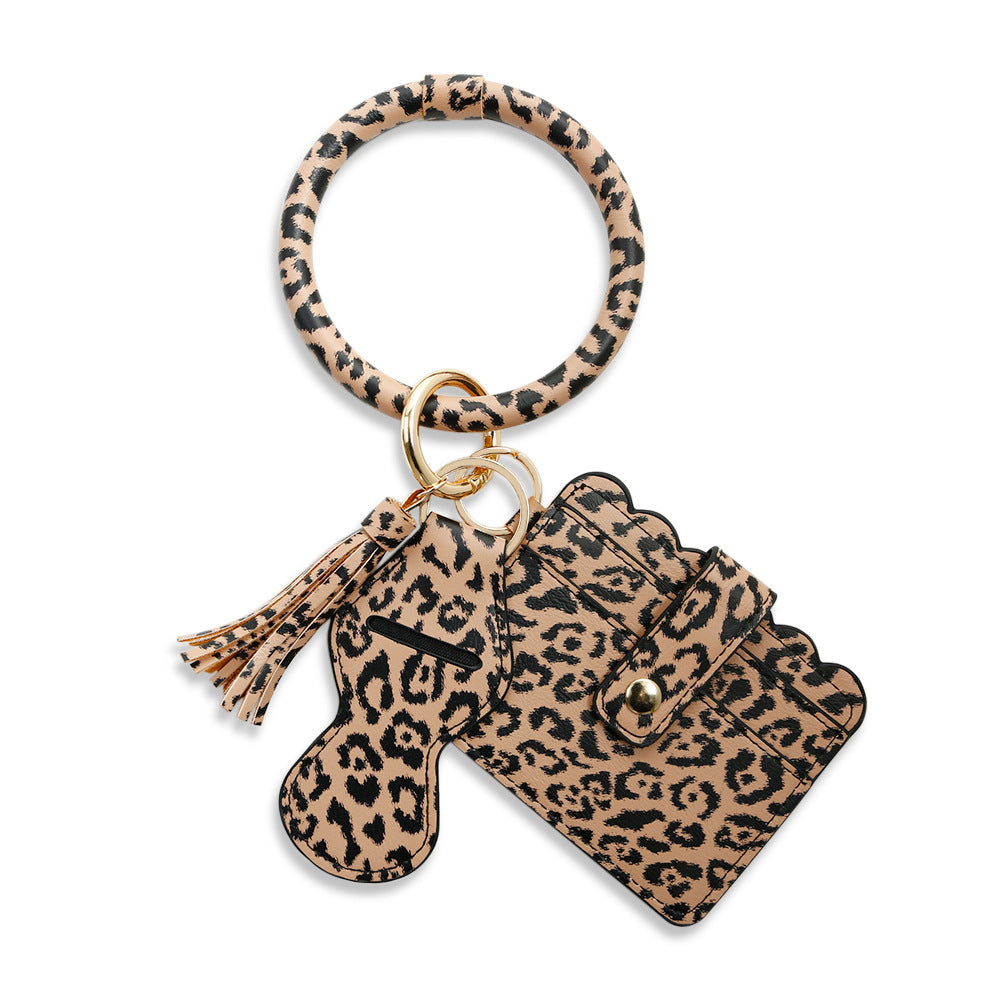 Hot Sale Leather Lipstick Bag PU Card Bag Bracelet Bracelet Key Ring Women