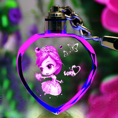 LED Flashing K9 Crystal Keychain – Custom Engraved Photo Souvenir Gift