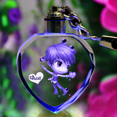 LED Flashing K9 Crystal Keychain – Custom Engraved Photo Souvenir Gift