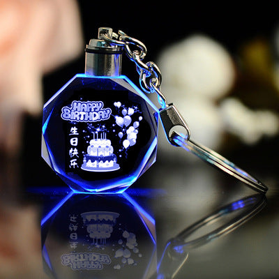 LED Flashing K9 Crystal Keychain – Custom Engraved Photo Souvenir Gift