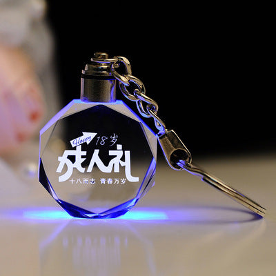 LED Flashing K9 Crystal Keychain – Custom Engraved Photo Souvenir Gift