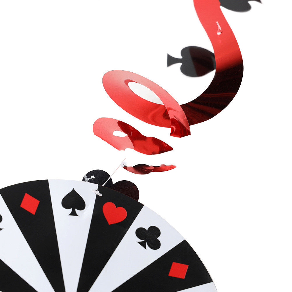 Casino Theme Party Decorations Hanging Swirl 9pc set Playing Card Poker Symbols Casino Hall Backdrop Decor