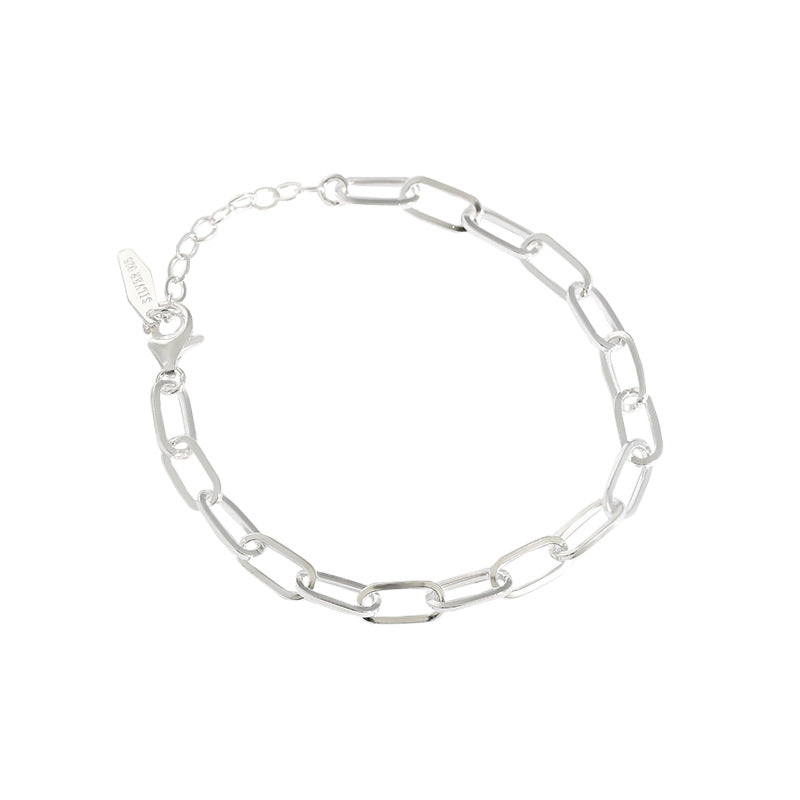 Cool Style, Personality, Simple Chain Texture, S925 Sterling Silver Bracelet Women