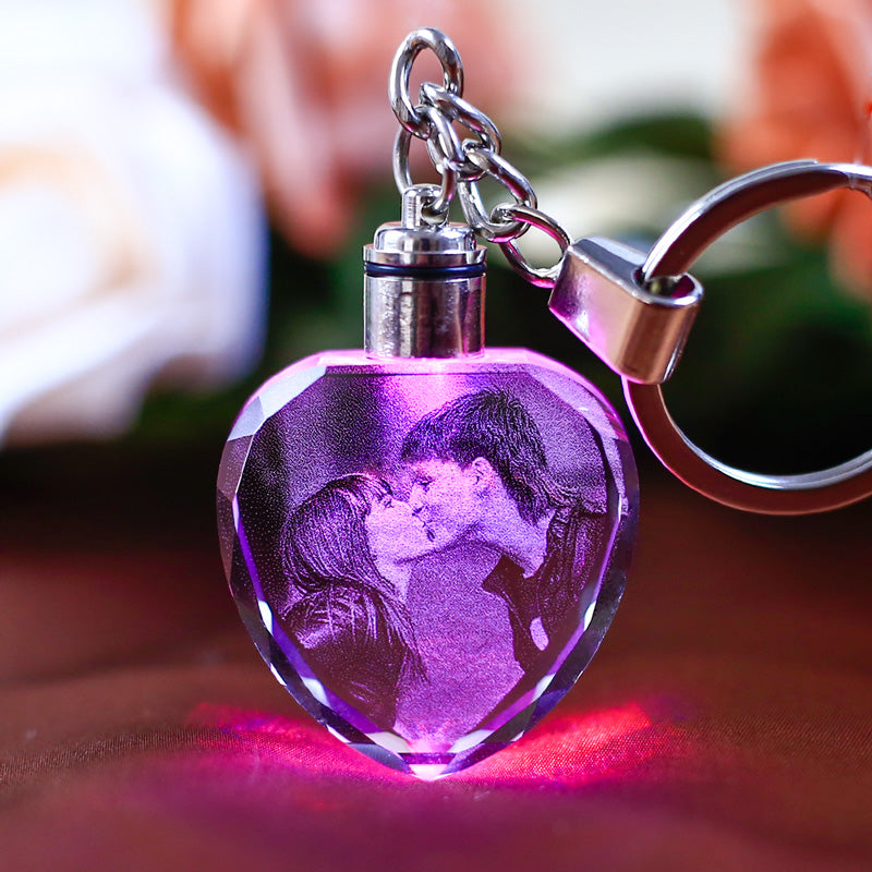 LED Flashing K9 Crystal Keychain – Custom Engraved Photo Souvenir Gift