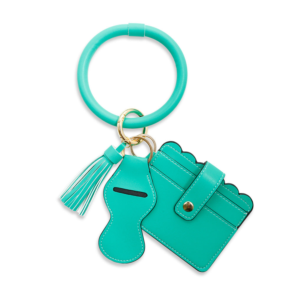 Hot Sale Leather Lipstick Bag PU Card Bag Bracelet Bracelet Key Ring Women