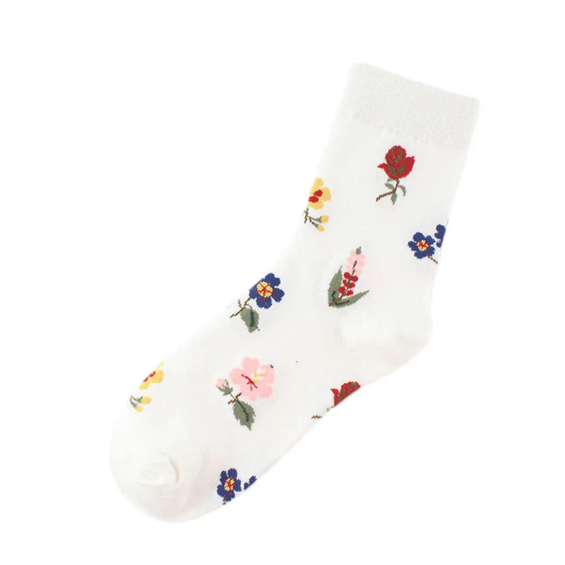 PEONFLY Fashion Happy Funny Socks Cotton Soft Sox Beautiful Curve Women Ladies Girls Harajuku Flower Art ankle Socks