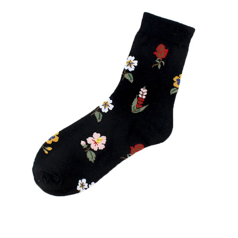 PEONFLY Fashion Happy Funny Socks Cotton Soft Sox Beautiful Curve Women Ladies Girls Harajuku Flower Art ankle Socks