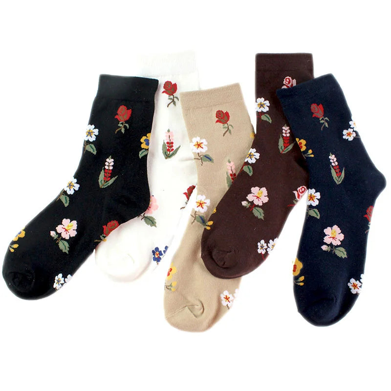 PEONFLY Fashion Happy Funny Socks Cotton Soft Sox Beautiful Curve Women Ladies Girls Harajuku Flower Art ankle Socks