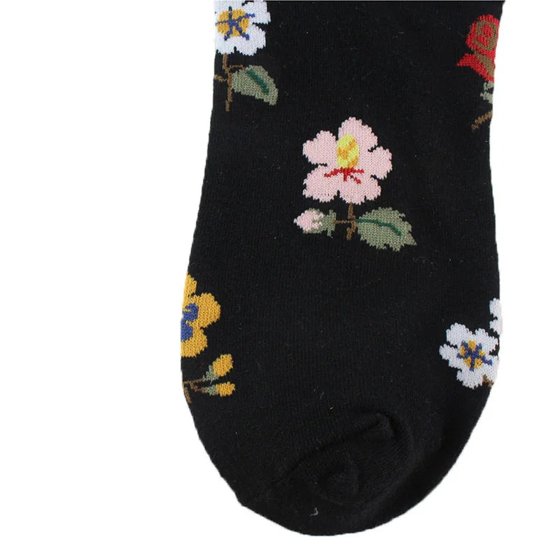 PEONFLY Fashion Happy Funny Socks Cotton Soft Sox Beautiful Curve Women Ladies Girls Harajuku Flower Art ankle Socks