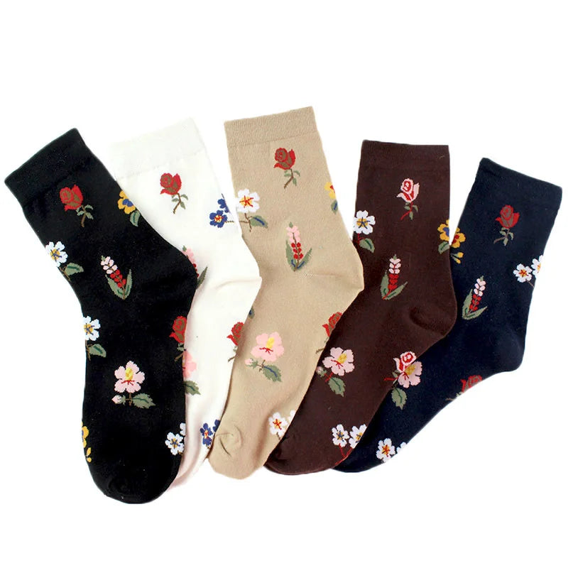 PEONFLY Fashion Happy Funny Socks Cotton Soft Sox Beautiful Curve Women Ladies Girls Harajuku Flower Art ankle Socks
