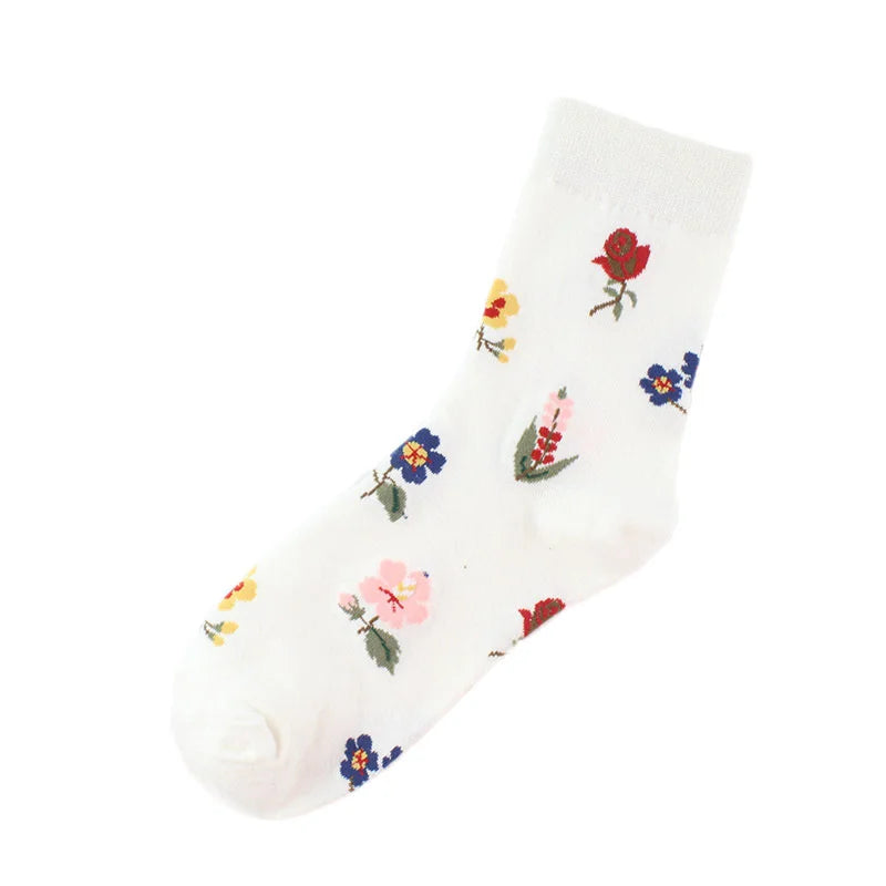 PEONFLY Fashion Happy Funny Socks Cotton Soft Sox Beautiful Curve Women Ladies Girls Harajuku Flower Art ankle Socks
