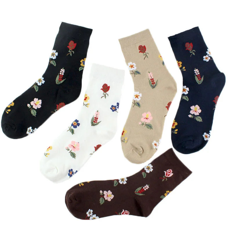 PEONFLY Fashion Happy Funny Socks Cotton Soft Sox Beautiful Curve Women Ladies Girls Harajuku Flower Art ankle Socks