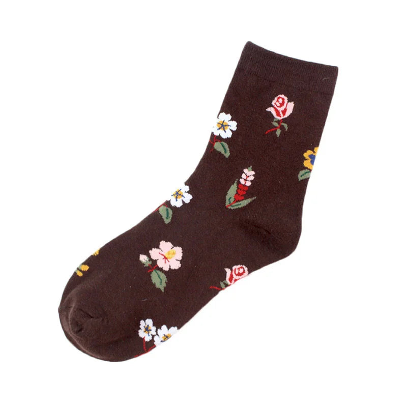 PEONFLY Fashion Happy Funny Socks Cotton Soft Sox Beautiful Curve Women Ladies Girls Harajuku Flower Art ankle Socks