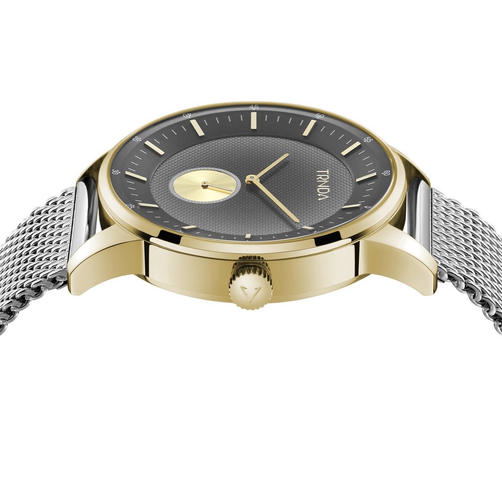 TRNDA Men's Gold Stainless Steel Watch, Gray Dial | TRNDA-43G-2