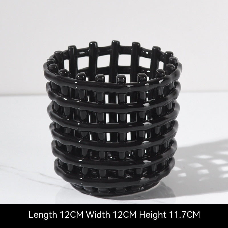 Ceramic Storage Basket Hand-woven Make-up Pen Container