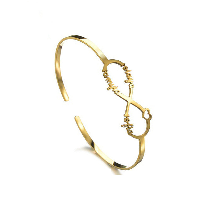 DIY Stainless Steel Name Bracelet Women European And American Cutting
