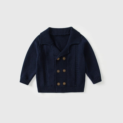 Autumn Baby Boys Solid Color Striped Pattern Long Sleeves