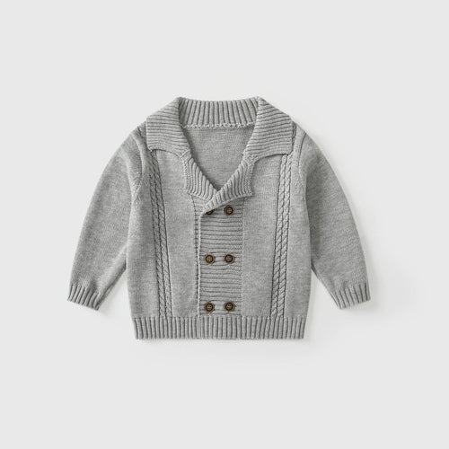 Autumn Baby Boys Solid Color Striped Pattern Long Sleeves