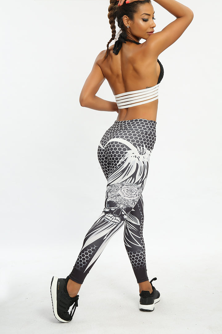Honeycomb Skull Fitness Leggings for Wome