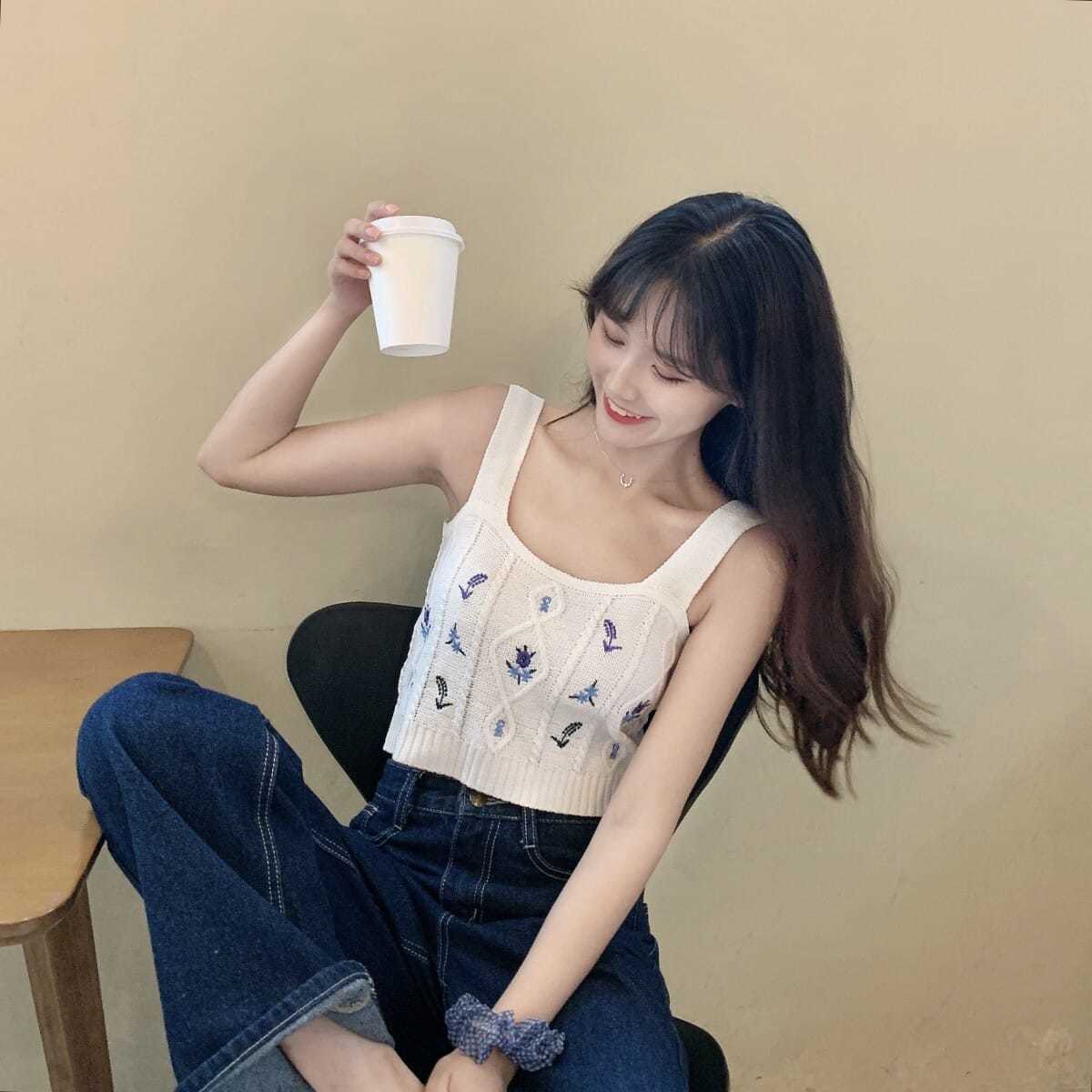 Women's Embroidered Crop Top