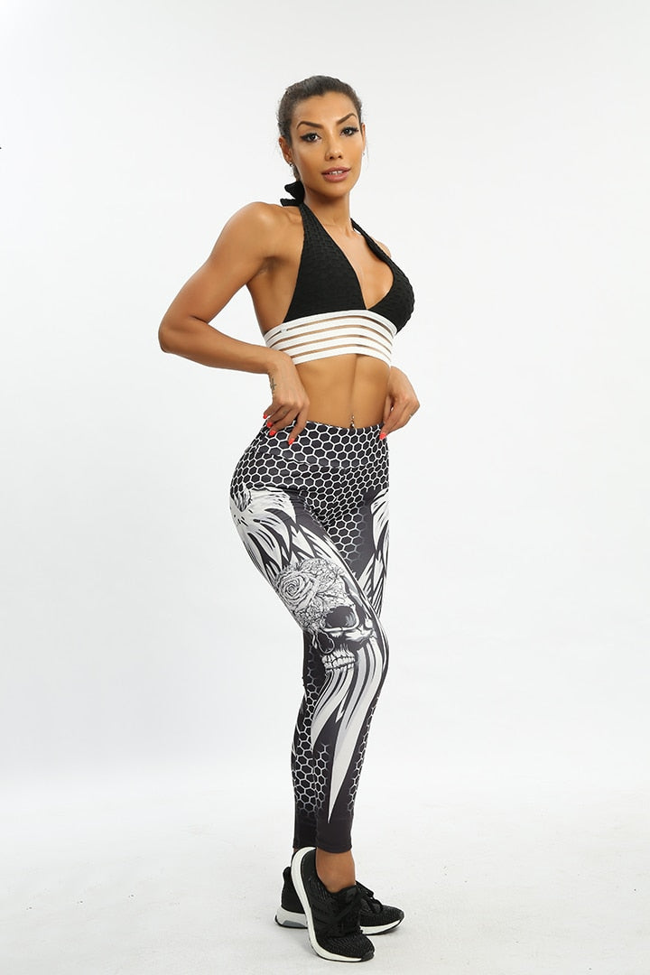 Honeycomb Skull Fitness Leggings for Wome