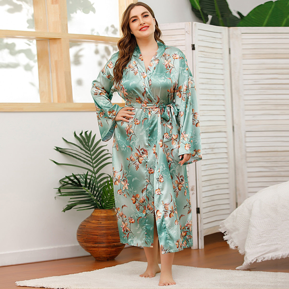 Flower Print Long Robes for Women
