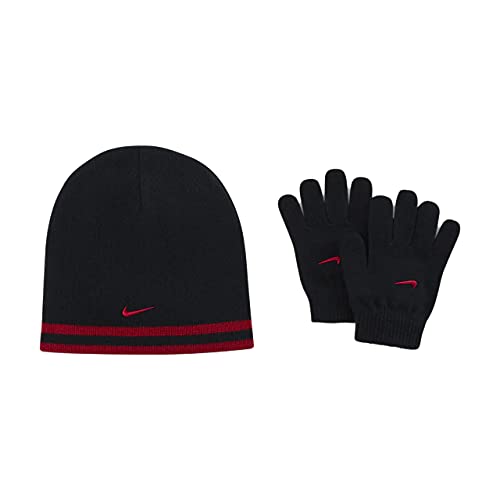Nike Reversible Striped Beanie & Gloves Set for Boys