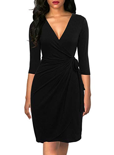 Berydress Women's Elegant V Neck Wrap Dress