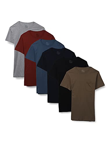 Men's Pocket T-Shirt (6-Pack, Assorted Colors, X-Large)