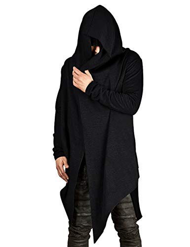 Poriff Men's Black Hooded Cardigan