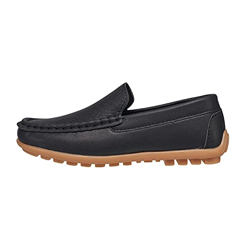 coXist Kids Leather Slip On Loafer Moccasin, Black, Size 13