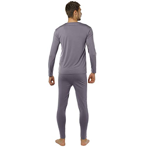 Men's Fleece Lined Thermal Underwear Set (Top & Bottom, 2 Sets, Large)