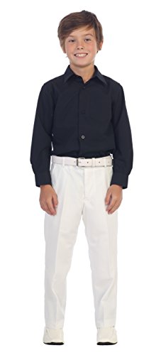 Gioberti Boys' Long Sleeve Dress Shirt, Black, 14