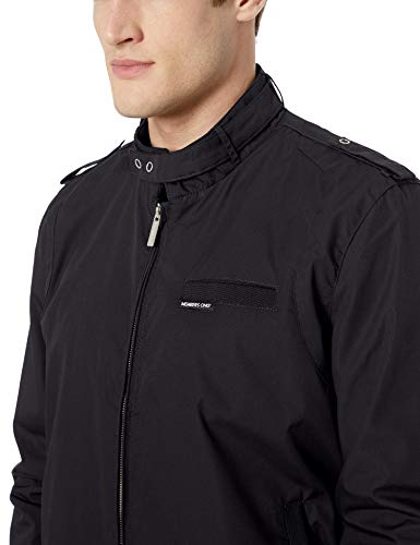 Members Only Men's Original Iconic Racer Jacket, Black, Large