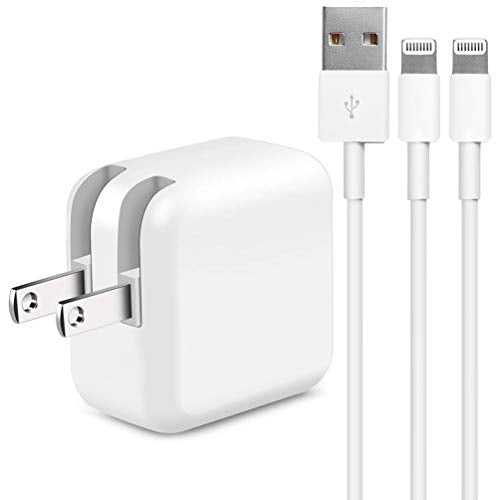 Original 2.4A 12W USB Wall Charger and 2 Pack Charging Cable for iPhone and iPad