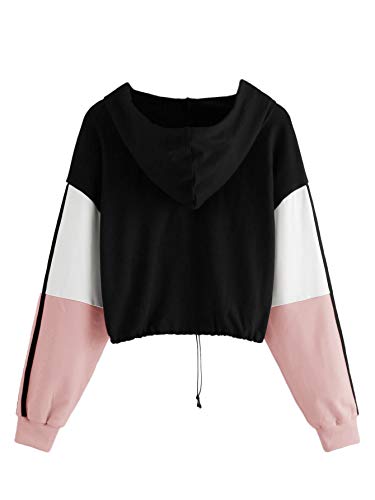 SweatyRocks Women's Colorblock Hoodie Crop Top