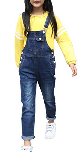 Dark Washed Denim Overalls for Big Girls