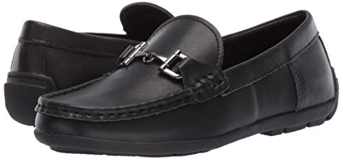 Steve Madden Boy's BLANGE Shoe, Black Leather, Size 2 Little Kid