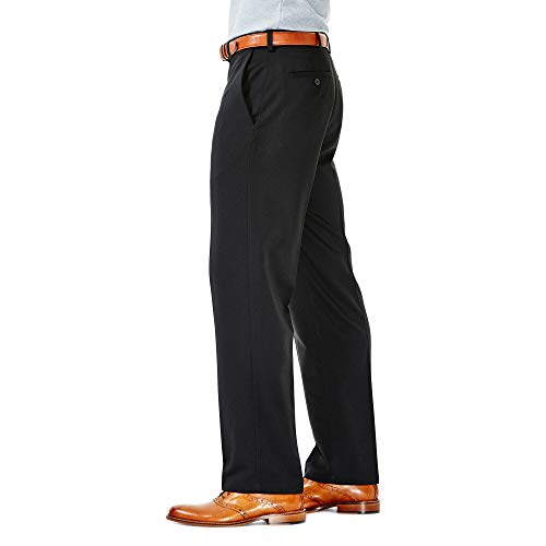 Haggar mens Haggar Men's Cool 18 Classic Fit Hidden Expandable Waist Pant , Black, 38x30