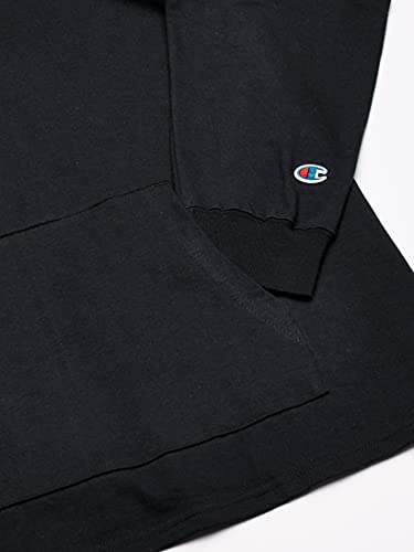 Champion Men's Middleweight Jersey Hoodie, Script Logo, black, Large