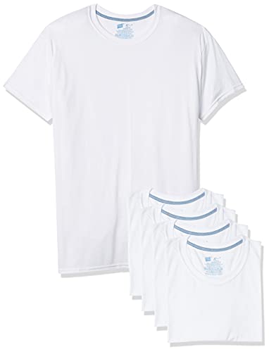 Men's X-Temp Comfort Cool Crewneck Undershirts (5-Pack, White, Large)