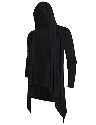 Poriff Men's Black Hooded Cardigan