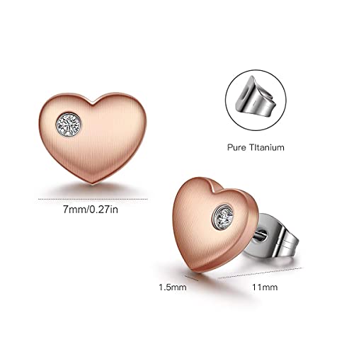 Titanium Heart Stud Earring - Hypoallergenic