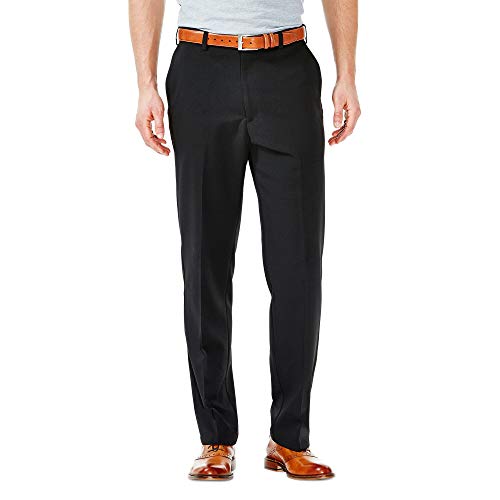 Haggar mens Haggar Men's Cool 18 Classic Fit Hidden Expandable Waist Pant , Black, 38x30