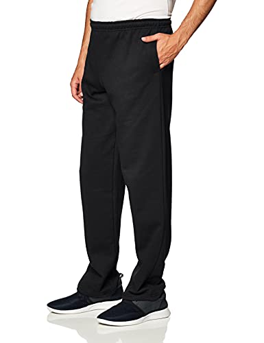 Gildan Men's Fleece Open Bottom Sweatpants with Pockets, Style G18300, Black, Large