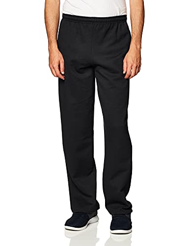 Gildan Men's Fleece Open Bottom Sweatpants with Pockets, Style G18300, Black, Large