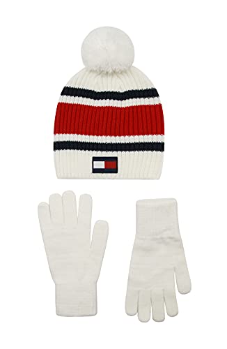 Tommy Hilfiger Girls Beanie Set (White)