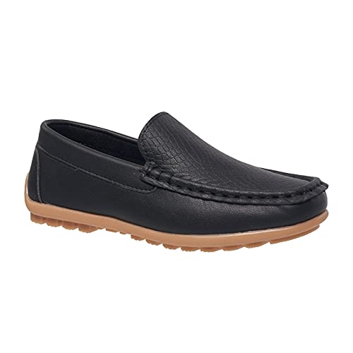coXist Kids Leather Slip On Loafer Moccasin, Black, Size 13