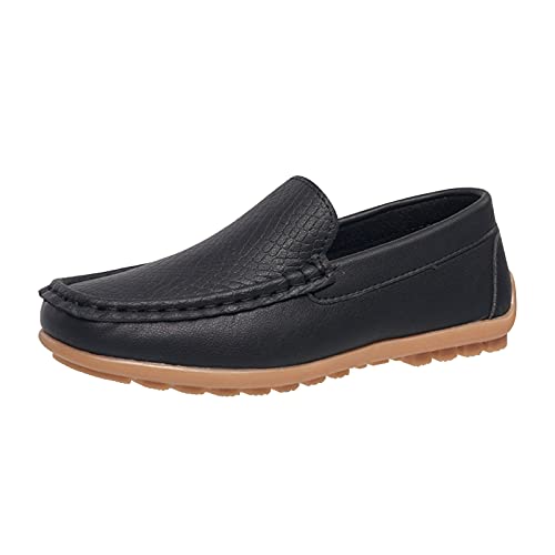 coXist Kids Leather Slip On Loafer Moccasin, Black, Size 13