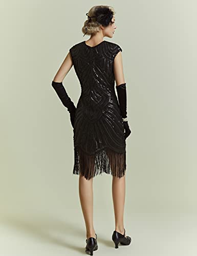 BABEYOND 1920s Beaded Fringed Dress